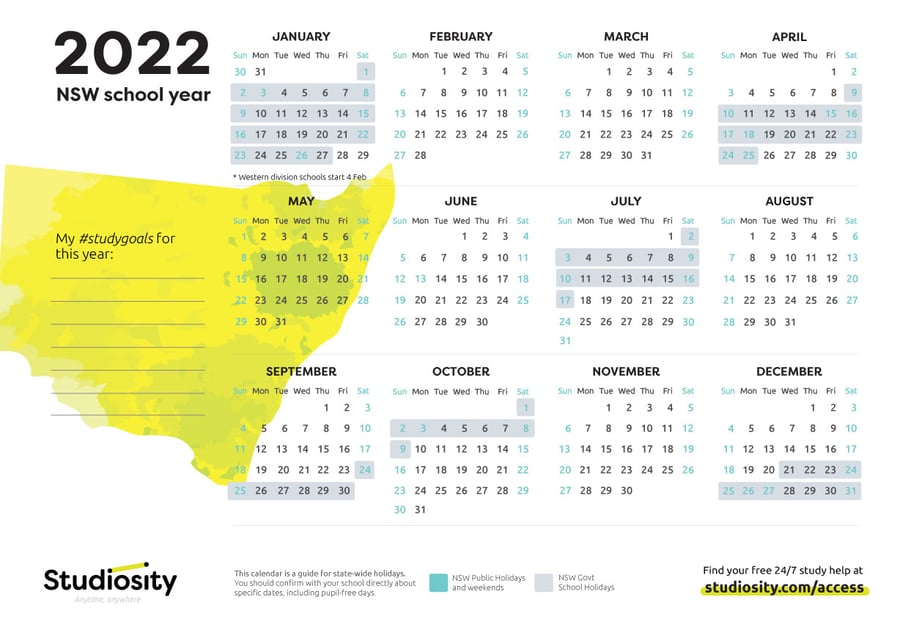 School terms and public holiday dates for NSW in 2022 Studiosity